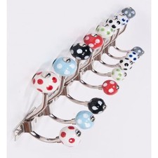 White with Dark Blue spots Ceramic and Chrome Ball End Hook