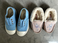 M&S New Blue Canvas Slip-ons & Cath Kidston Pink Suede Ballerina Slippers Size 6