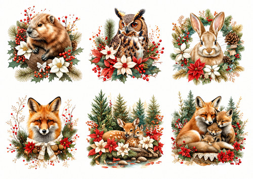 Christmas woodland animals - woodland,
