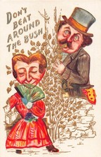 Fat Man by Bush Watches Lady