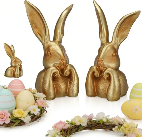Easter bunny figurines gold - figurines,