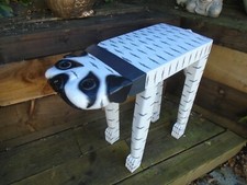 DOG Side table Coffee table WHITE & GREY & BLACK FAIR TRADE Hand Made NEW LARGE