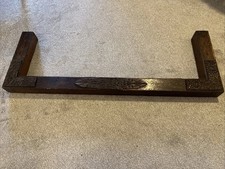 Dark Wood Fire Kerb corner & centre Carved Moulding Copper Inner Face Unrestored