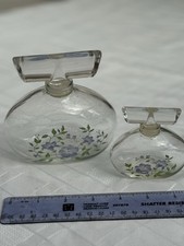 FLORA DANICA ROYAL COPENHAGEN Empty Glass Cologne Bottles Set of 2 Hand Painted