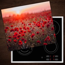 Glass Worktop Saver Ceramic Induction Hob Protector Cover Poppy field