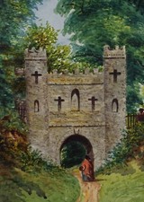 Original Watercolour, 'Gatehouse with Figure', Late 19th Century, Artist Unknown