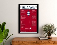 NINE BALL BILLIARD POOL TABLE HOUSE RULES FRAMED POSTER - 9 BALL BILLIARDS