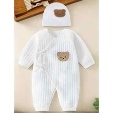 Newborn Infant Baby Boy Girl Kids Cotton Romper Jumpsuit Bodysuit Clothes + Hat.
