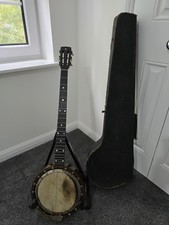 Vintage Zither Banjo 5 string with Storage Case From Early 1900's (needs repair)