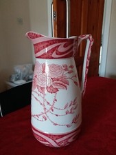 Antique Booths Silicone China ~ Pink / Red ~ Summer Rose ~ Huge Jug