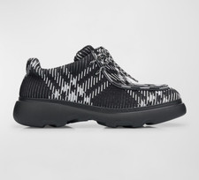 Burberry Check Woven Creeper Shoes Men's 42 Black Ip Check Lace up Closure