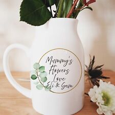 Personalised Mothers Day Flower Jar Vase, Gift for Mum, Gran ,Friend, Name.
