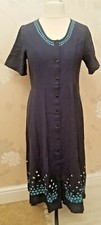  Penny Plain ladies embroidered  long dress - size12  - cotton - blue - NWT