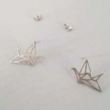 Ladies Sterling Silver Origami Crane Swan Earrings Handmade UK