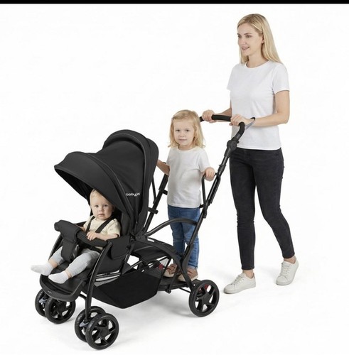 Foldable twin tandem stroller - foldable,