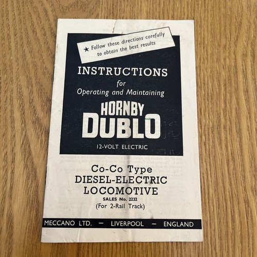 Hornby dublo instructions - dublo,