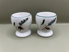 Denby Vintage Greenwheat Egg Cups x 2 Handcrafted Stoneware