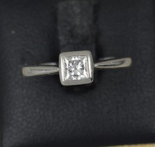Palladium and 0.4ct Princess cut Diamond Solitaire Engagement Ring