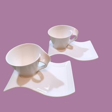 Villeroy & Boch New Wave Large Breakfast Cups and Saucers x 2, 300ml