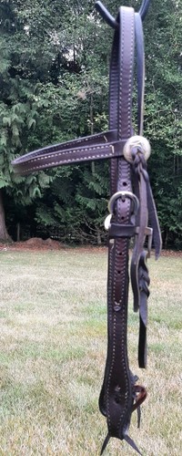 Brown western leather browband - brown,