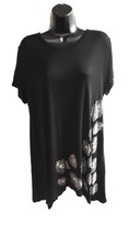 Frank Usher black silver glitter studded long tunic top size S / M UK  14 16