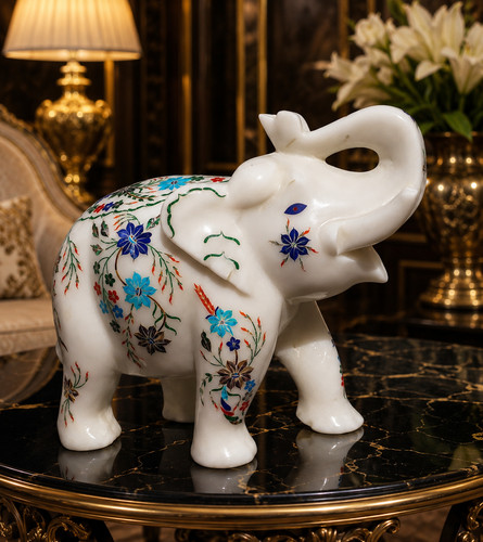 Marble elephant statue - statue, with