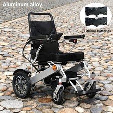 Aluminium Electric Wheelchair Adults Powerchair 2x Battery Lightweight W/Folding