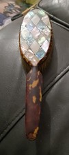 Antique Wooden Pearlized And Tortoise Shell Grooming Brush