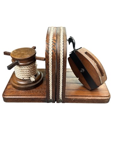 Nautical wooden bookends - bookends, –