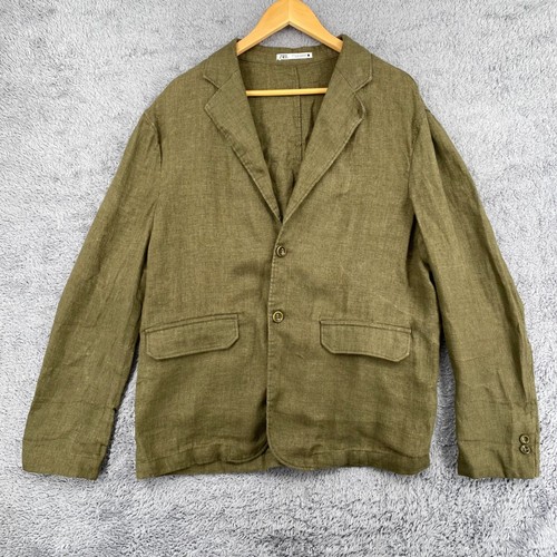 Zara linen blazer olive - linen, xl