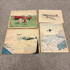 Vintage 1950s Spitfires Watercolour Signed and Dated Paintings Sketches