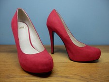 FAITH size UK 5 / EU 38 bright red faux suede stiletto high heel shoes / pumps