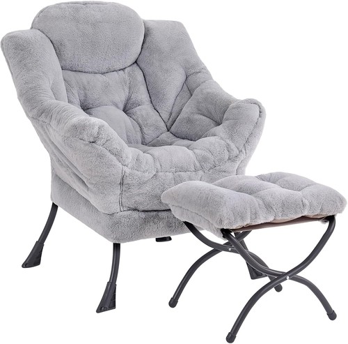 Plush grey armchair with - grey,