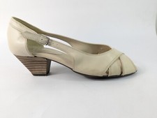 TLC Cream Leather Mid Heel