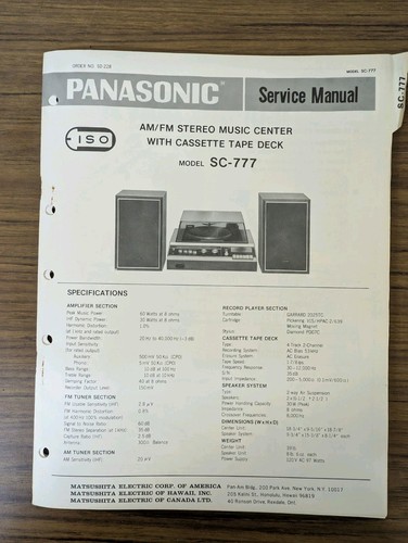 Panasonic 777 fm - sc-777, am/fm