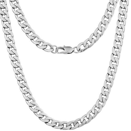 Men curb chain silver - silver, solid