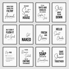 Funny Bathroom Quote Prints Minimalist Toilet Posters Wall Art Pictures Decor