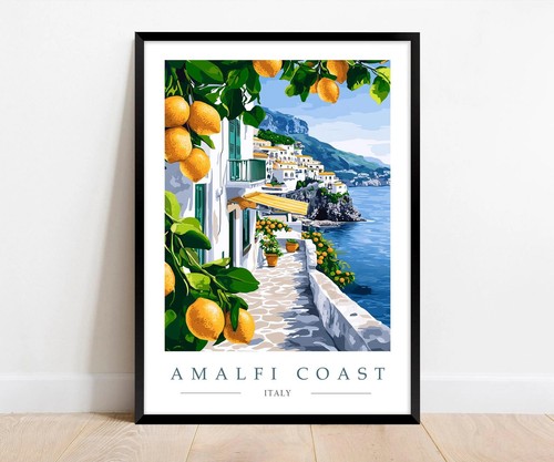 Amalfi coast travel poster - amalfi,