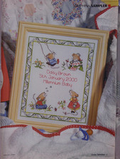 Seraphina mouse baby birth sampler cross stitch chart