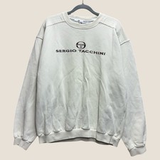 Sergio Tacchini Spellout Sweatshirt White XL LongSleeve Pullover CrewNeck Jumper