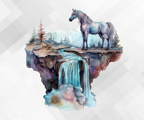 Horse watercolour wall - watercolour, vinyl