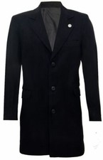 Mens 3/4 Long Black Wool