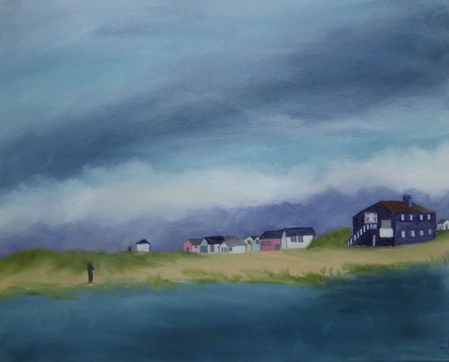 Seascape hengistbury head oil - hengistbury,