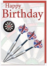 Darts Birthday Card With Badge