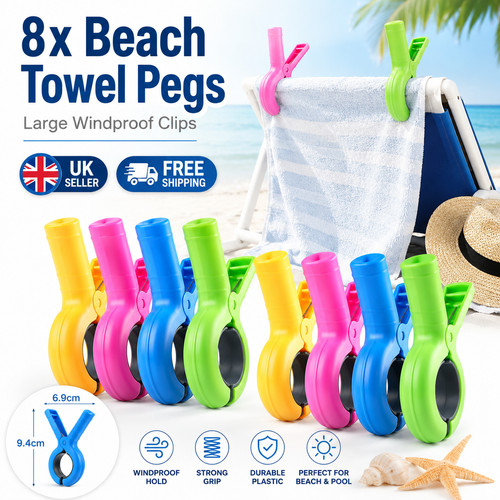 Beach towel pegs clips - 8x,