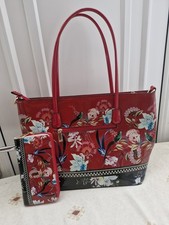 Red Floral & Bird Print Patent