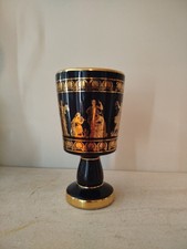 Vintage ST Greece 24K Gold Gilded Handmade Ceramic Cup Goblet