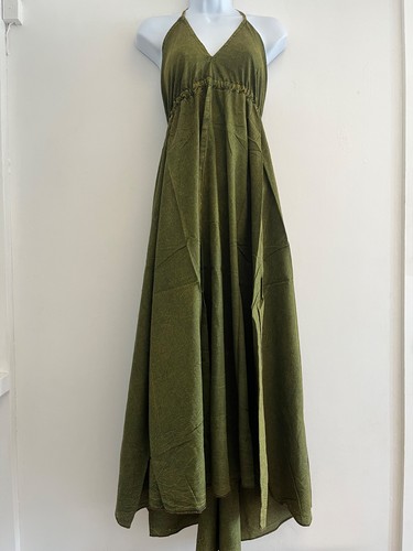 Cotton dress olive green - olive,