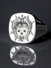 Sterling silver hand carved Family Seal Signet Rings Heavyweight any finger size