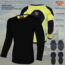 Australian Bikers Gear Motorcycle Full Kevlar Lined T-shirt Black CE Armored
